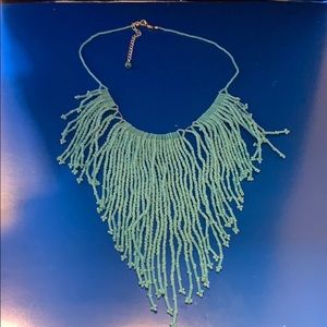 Turquoise bib fringe necklace
